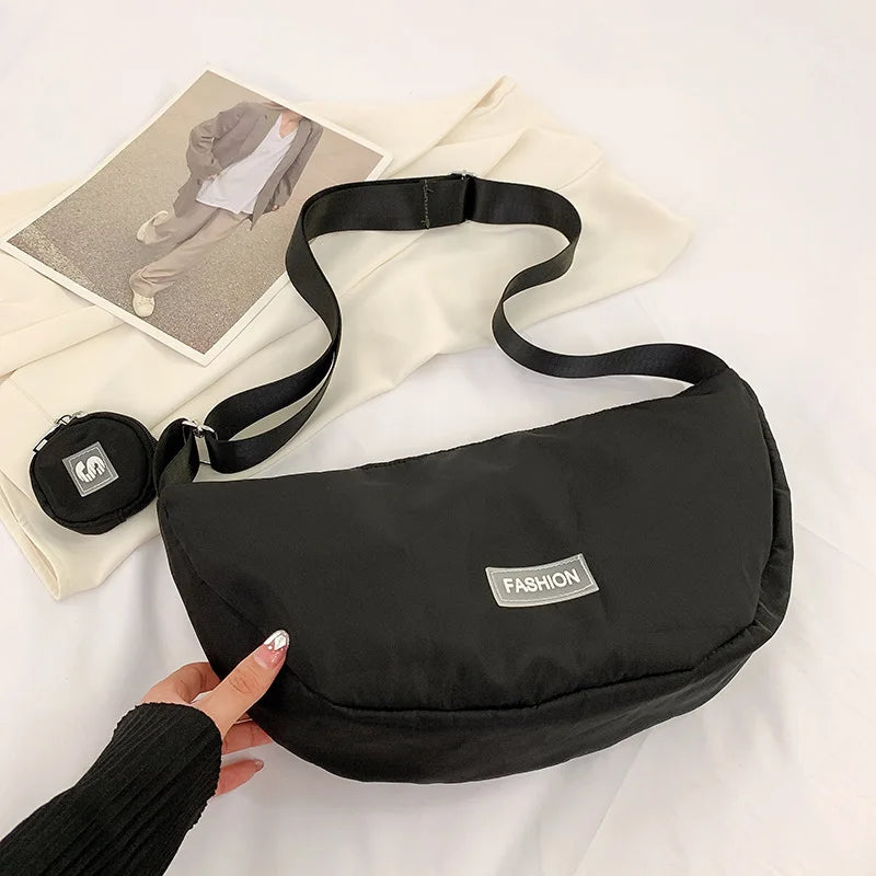 Casual Letter Pillow Bag Crossbody and Shoulder Bag Wallet Solid School Bag