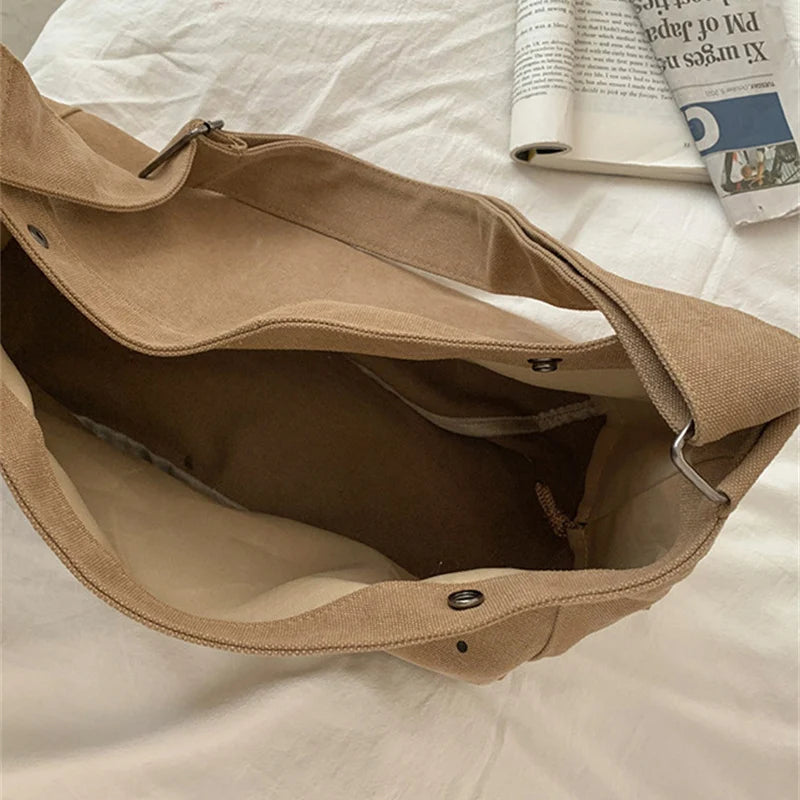 Women's Casual Letters Printed Shoulder Bag Canvas Large Capacity Crossbody Hand