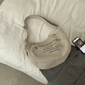 Women's Casual Letters Printed Shoulder Bag Canvas Large Capacity Crossbody Hand