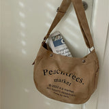 Women's Casual Letters Printed Shoulder Bag Canvas Large Capacity Crossbody Hand