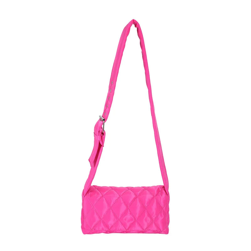 Casual Lingge Quilted Women Shoulder Bags Nylon Padded Crossbody Bag
