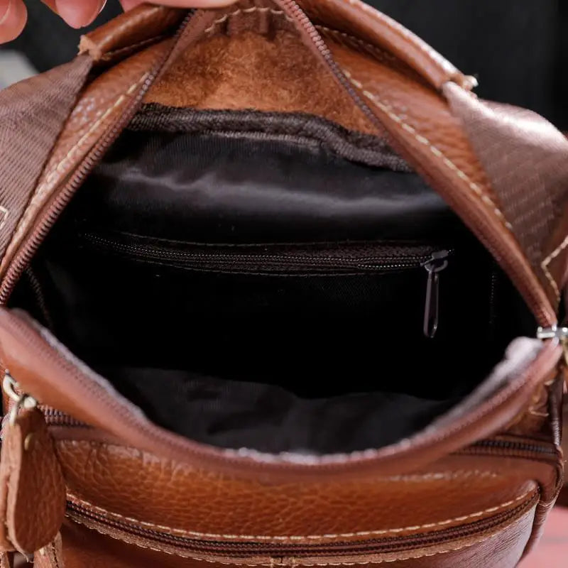 Casual Men's Leather Crossbody Shoulder Bag Solid Male Purse