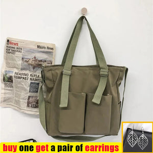 Casual Multifunction Shoulder Crossbody Bag Waterproof Oxford Bucket Bag Women