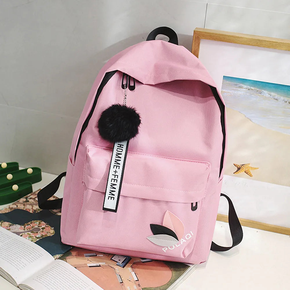 Casual Canvas Schoolbag Teenage Girls Boys Travel Rucksack Shoulder Handbag