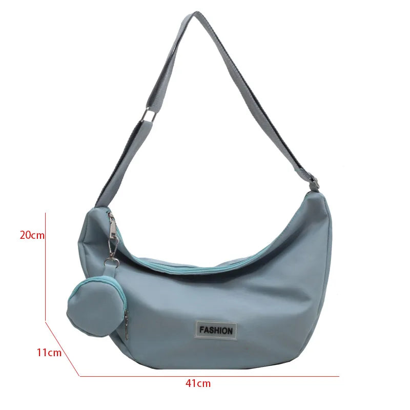 Casual Nylon Crossbody Bag Large Shoulder Bags for Women with Earphone Bag