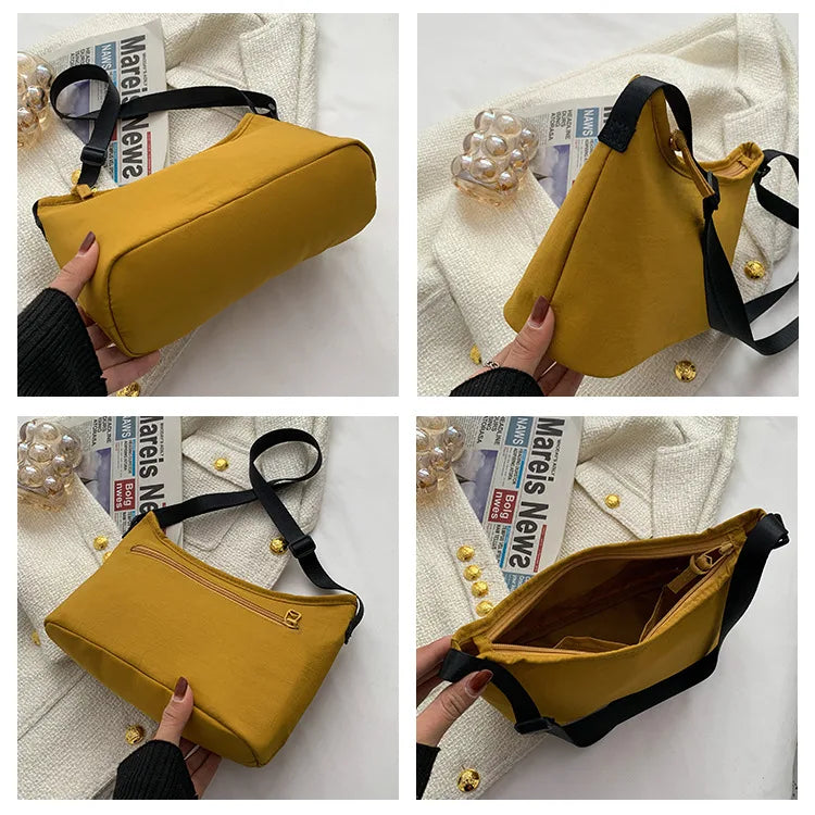 Casual Nylon Crossbody Underarm Bag Ladies Solid Shoulder Messenger Bags