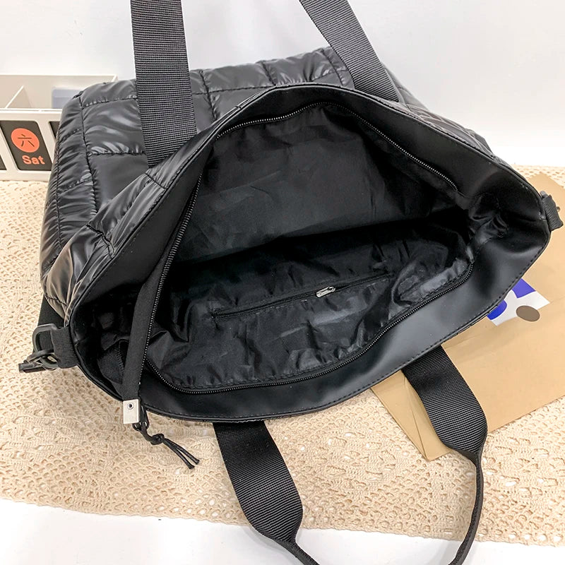 Casual Nylon Green Shoulder Bag Cotton Women Handbag Quilted Bucket Totes