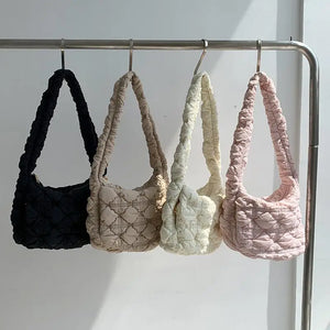 Casual Nylon Ruched Shoulder Bag for Women