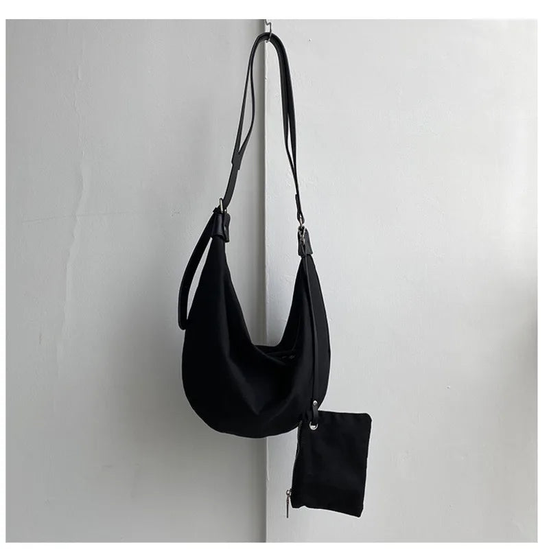 Casual Nylon Shoulder Bag Large Capacity Crossbody Handbag with Wallet