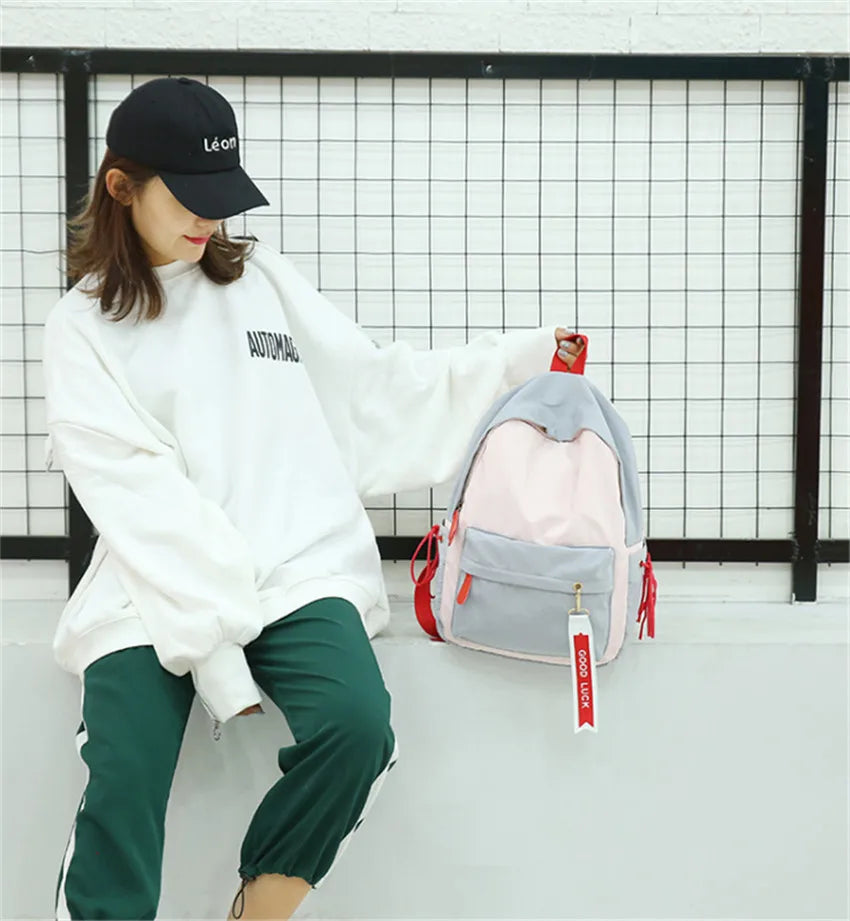 Casual Nylon Waterproof Backpack Schoolbag