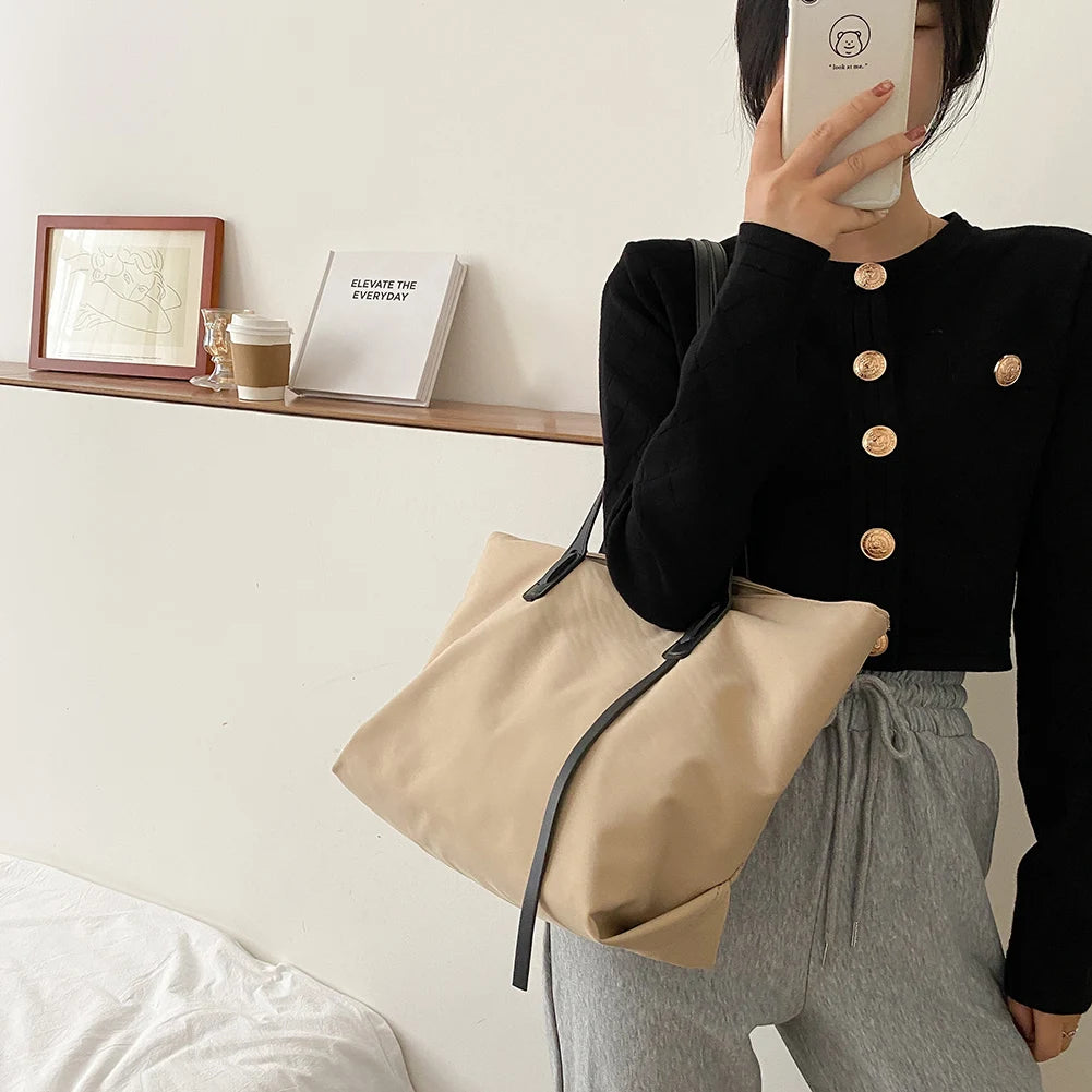Casual Nylon Waterproof Handbag Women Large Capacity Shoulder Top-handle Bag