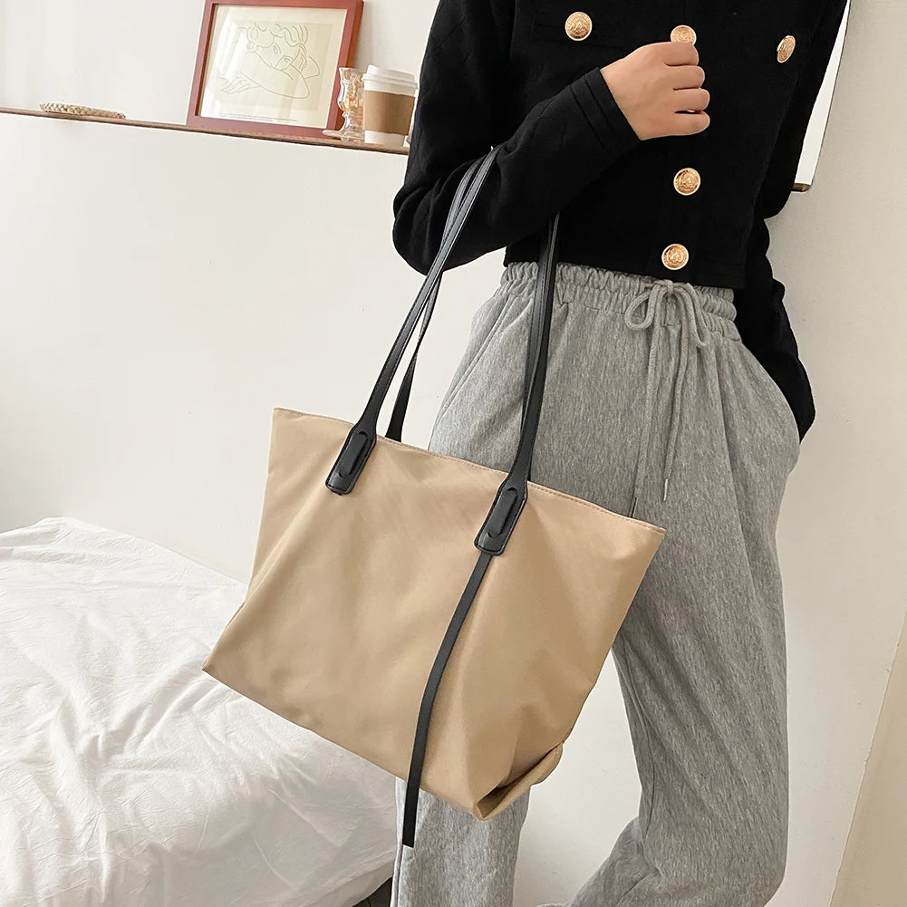 Casual Nylon Waterproof Handbag Women Large Capacity Shoulder Top-handle Bag