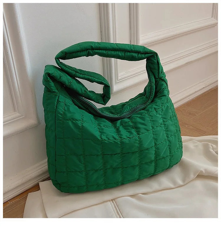Casual Padded Big Tote for Women Pleated Large Handbag