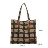 Casual Plaid Canvas Women Shoulder Bags Large Capacity Tote