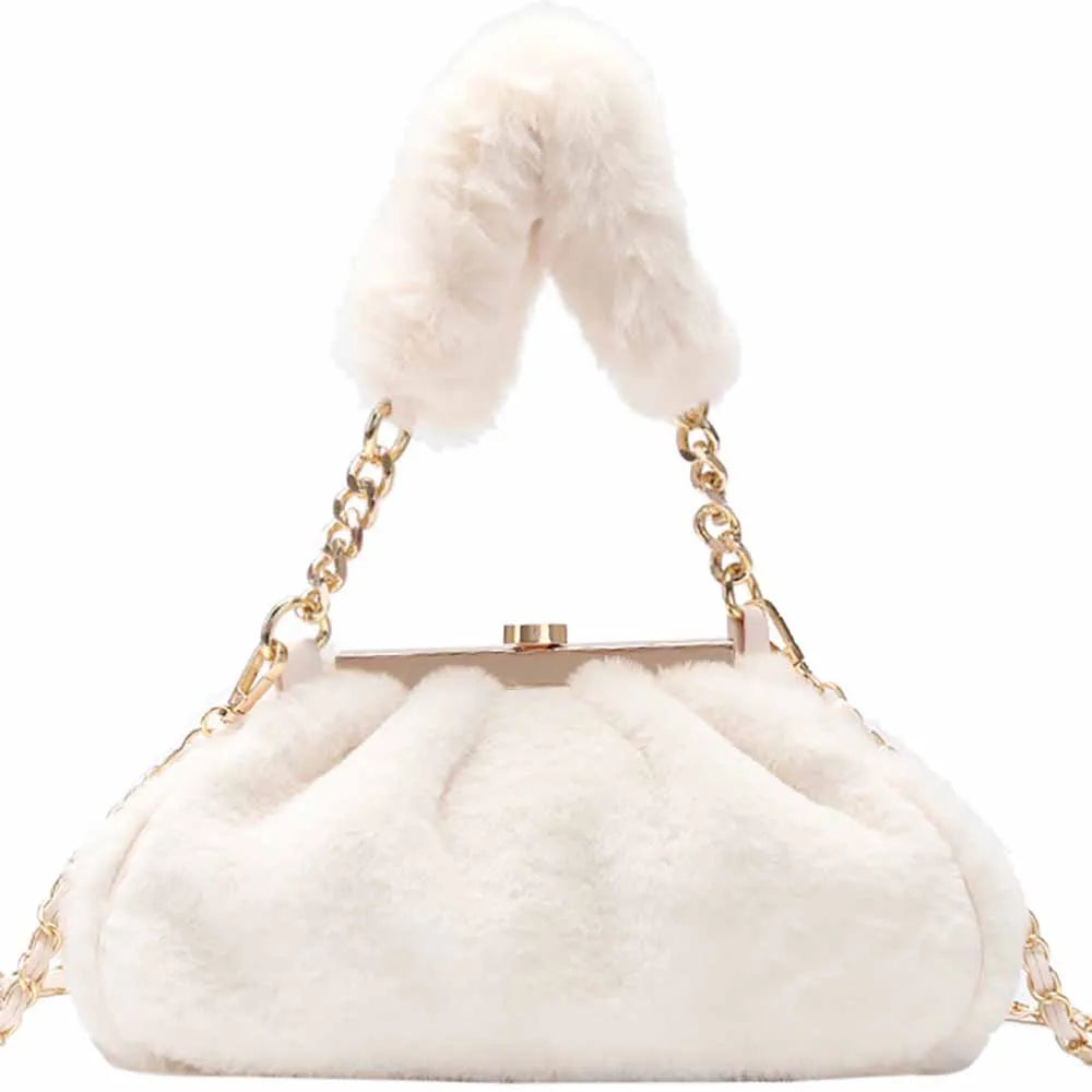 Casual Plush Shoulder Bags Women Handbags Ladies Chain Crossbody Bag
