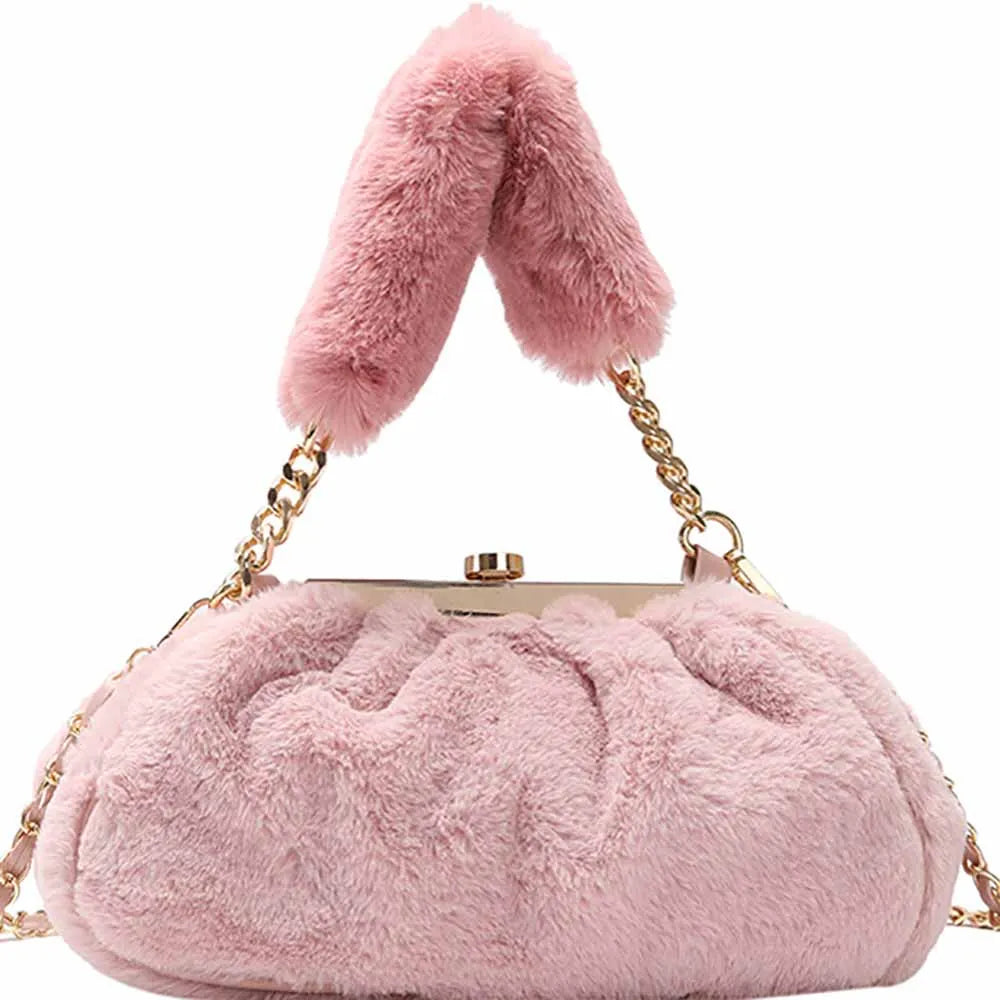 Casual Plush Shoulder Bags Women Handbags Ladies Chain Crossbody Bag