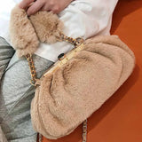 Casual Plush Shoulder Bags Women Handbags Ladies Chain Crossbody Bag