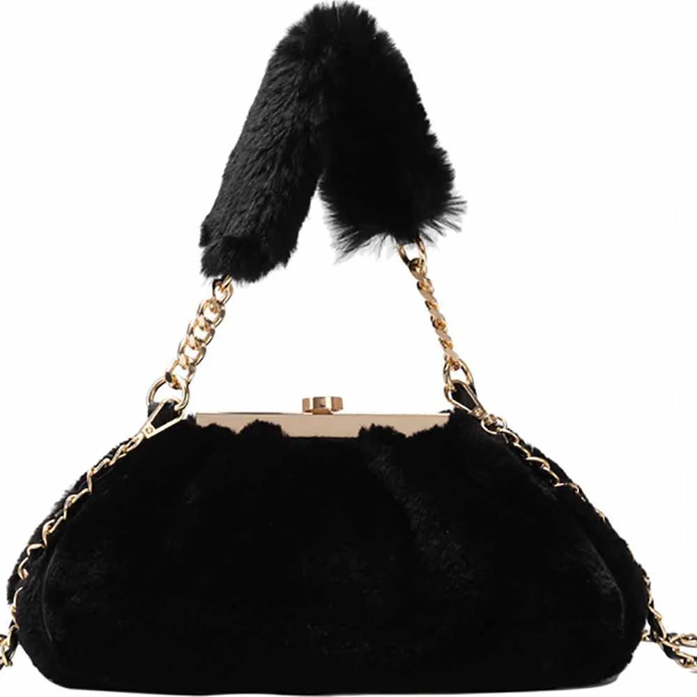 Casual Plush Shoulder Bags Women Handbags Ladies Chain Crossbody Bag
