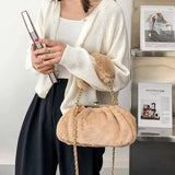 Casual Plush Shoulder Bags Women Handbags Ladies Chain Crossbody Bag