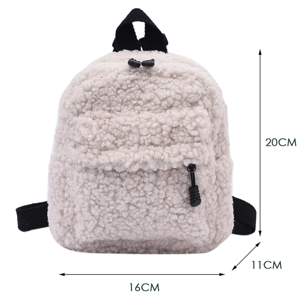 Casual Plush Women Small Backpack Solid Female Autumn Winter Mini Children Schoo