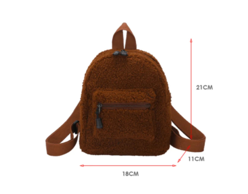 Casual Plush Women Small Backpack Autumn Winter Mini School Bag