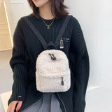 Casual Plush Women Small Backpack Solid Female Autumn Winter Mini Children Schoo