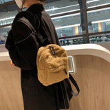 Casual Plush Women Small Backpack Solid Female Autumn Winter Mini Children Schoo