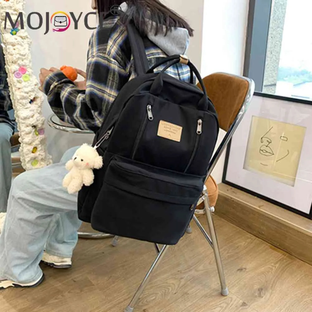Casual Preppy Bear Pendant Backpack for Girls Large Capacity Sports Bac