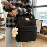 Casual Preppy Bear Pendant Backpack for Girls Large Capacity Sports Bac