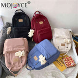 Casual Preppy Bear Pendant Backpack for Girls Large Capacity Sports Bac