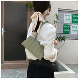 Vintage PU Leather Shoulder Bag Stripes Embossing Purse