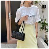 Vintage PU Leather Shoulder Bag Stripes Embossing Purse