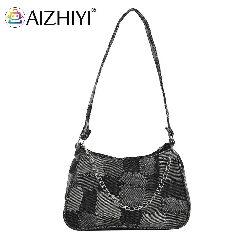 Casual Denim Chain Handbag Women Purse Underarm Bag Shoulder