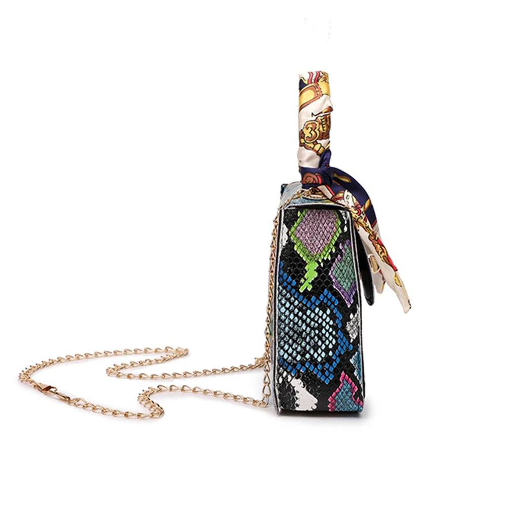 Casual Pure Chain Handbag Snake Pattern Shoulder Bag