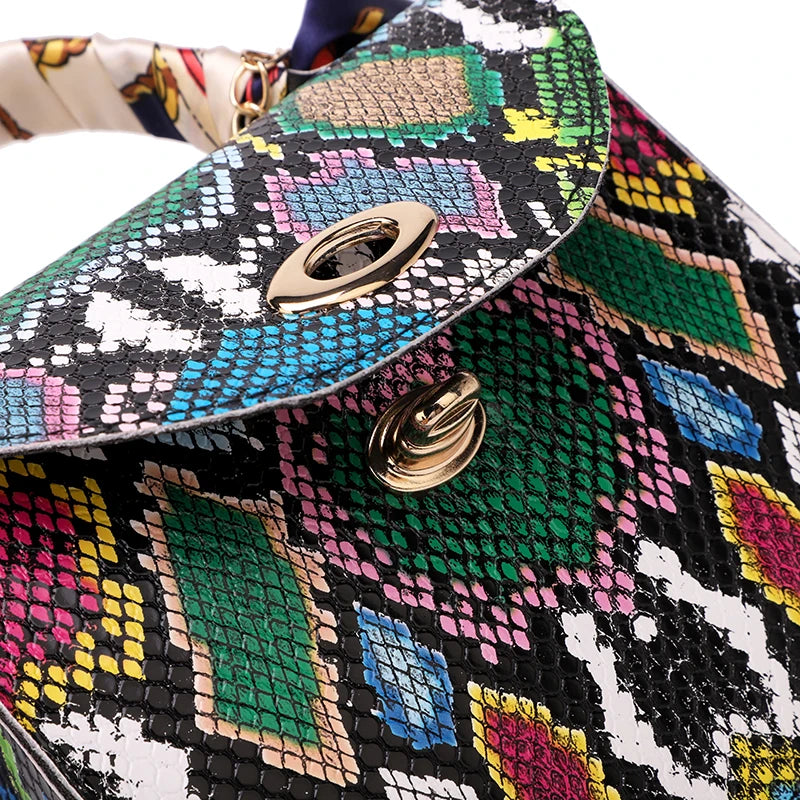 Casual Pure Chain Handbag Snake Pattern Shoulder Bag