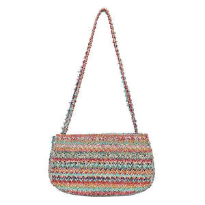 Casual Woven Shoulder Handbag Purse Retro Beach Vacation Bag