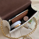 Embroidered Chain Shoulder Bag PU Messenger Purse