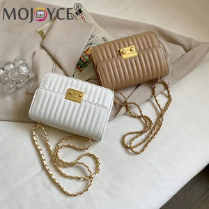 Embroidered Chain Shoulder Bag PU Messenger Purse