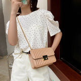 Embroidered Chain Shoulder Bag PU Messenger Purse