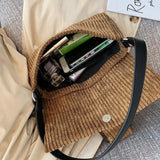 Casual Corduroy Women's Shoulder Bag, Top-Handle Purse
