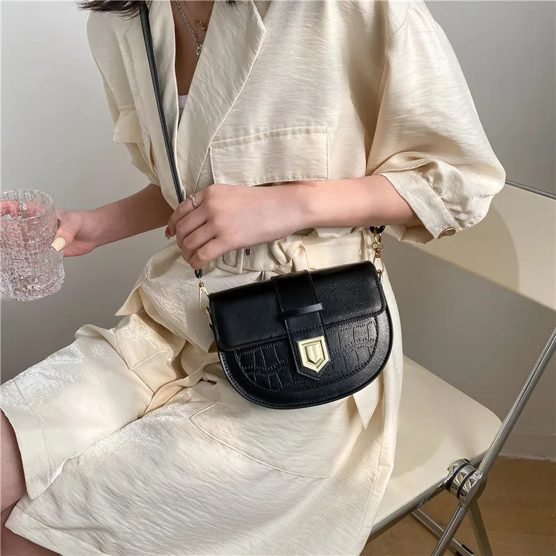 Casual Retro Women Shoulder Bags Strap Female Handbags Pu Leather Crossbody Mess