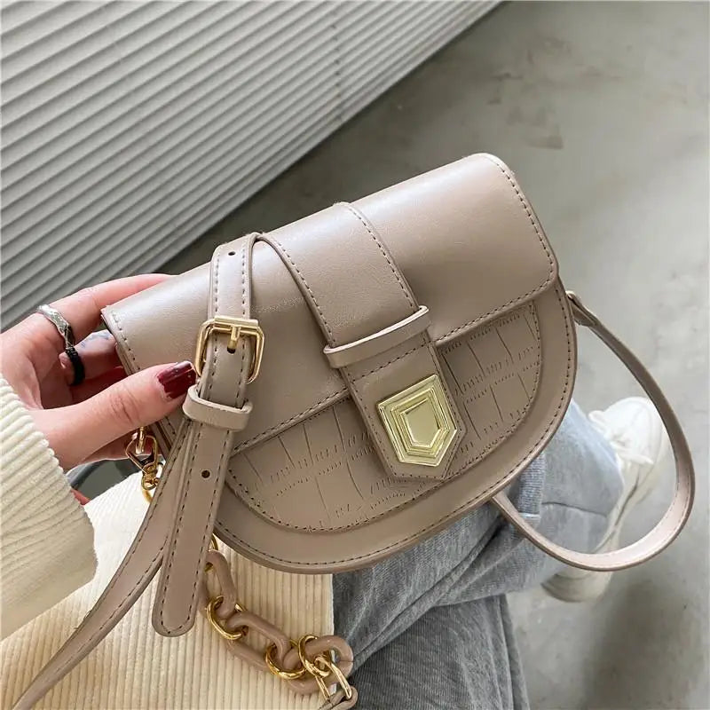 Casual Retro Women Shoulder Bags Strap Female Handbags Pu Leather Crossbody Mess