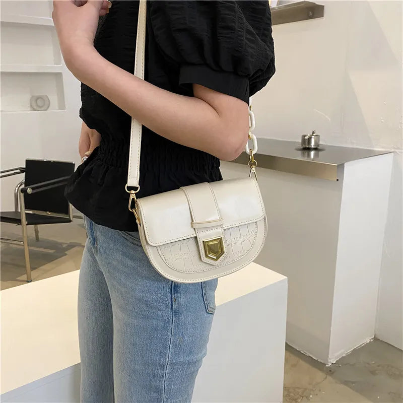 Casual Retro Women Shoulder Bags Strap Female Handbags Pu Leather Crossbody Mess
