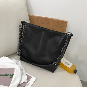 Casual Rivet Shoulder Bag Chain Crossbody Bags for Women Leather Handbags