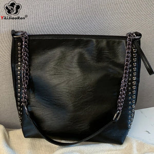 Casual Rivet Shoulder Bag Chain Crossbody Bags for Women Leather Handbags