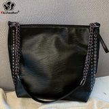 Casual Rivet Shoulder Bag Chain Crossbody Bags for Women Leather Handbags