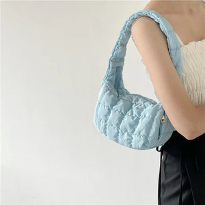 Casual Ruched Hobos Women Shoulder Bags Nylon Handbags