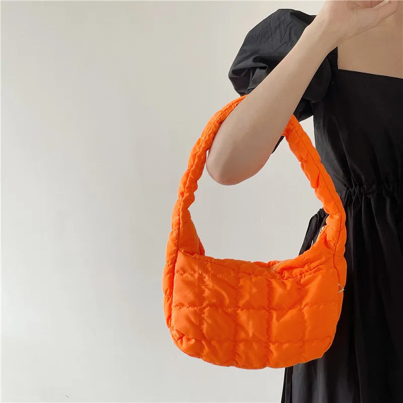 Casual Ruched Hobos Women Shoulder Bags Nylon Handbags