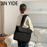 Casual Ruched Large Capacity Tote Bag Quilted Women Shoulder Bags