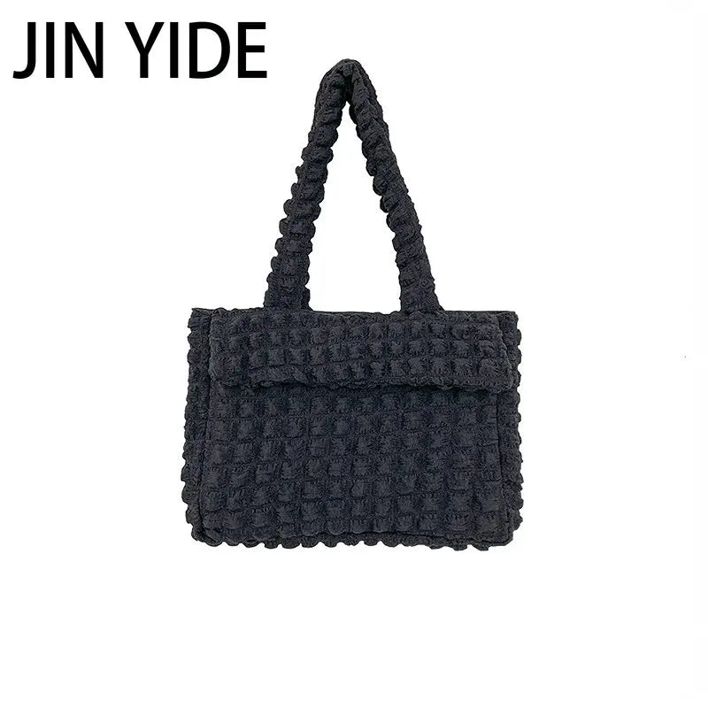 Casual Ruched Large Capacity Tote Bag Quilted Women Shoulder Bags